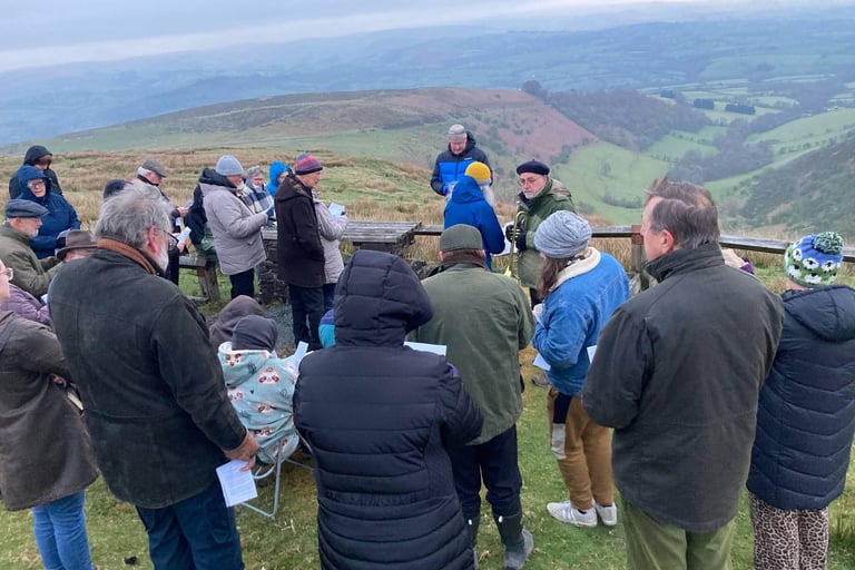 Worshippers at Easter Sunrise Service on the Epynt