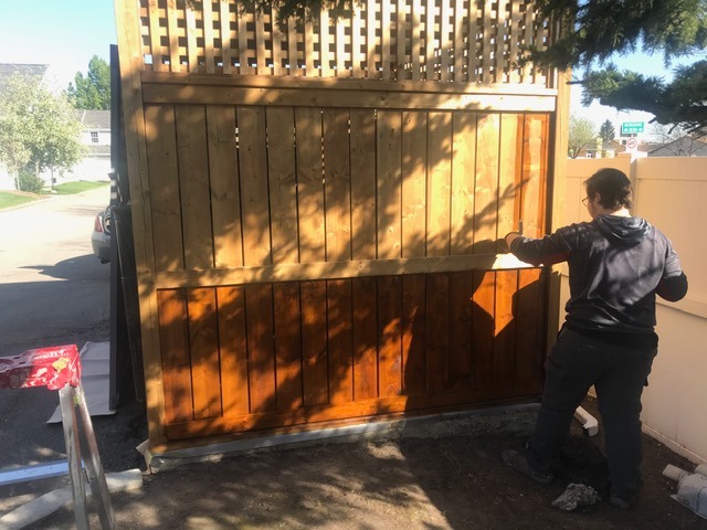 exterior fence painting with stain