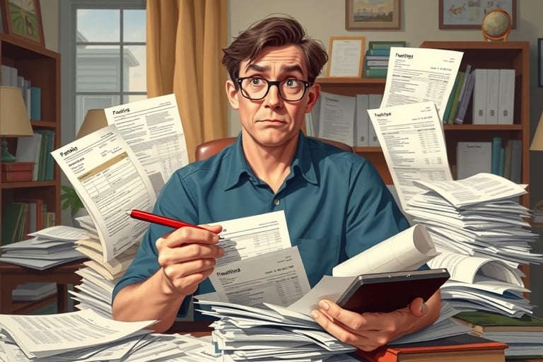 man thinking and analyzing his personal finance portfolio