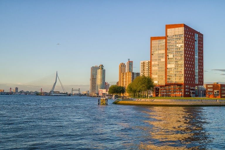 Rotterdam mit Erasmusbrücke im Hintergrund