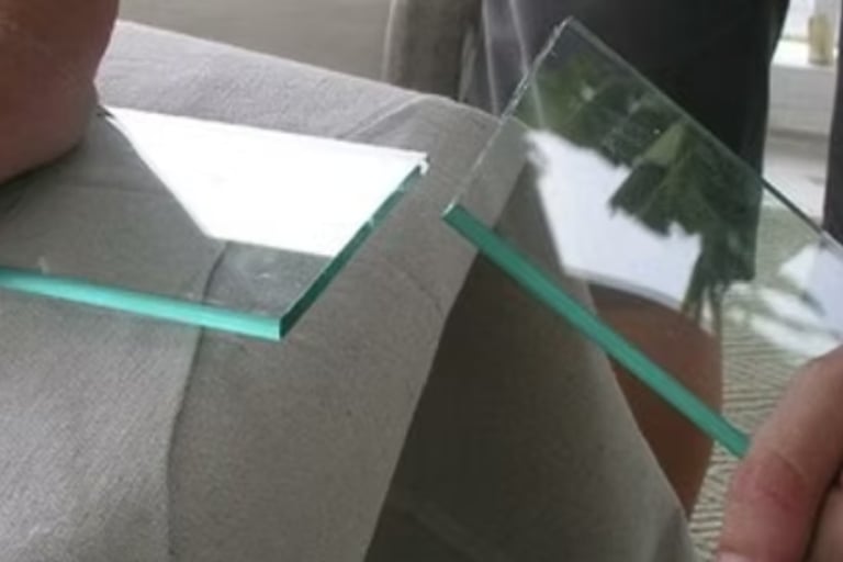 glass being cut to size
