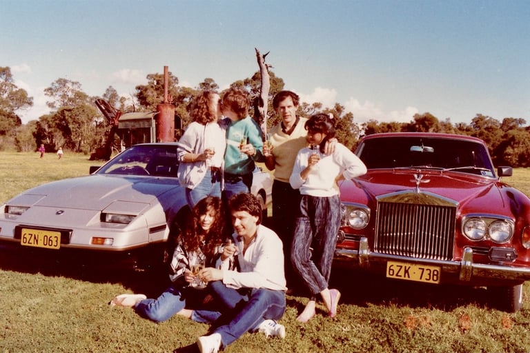 Peter Pickering with his Rolls Royce Mulliner Park Ward, and friends in Australia.  