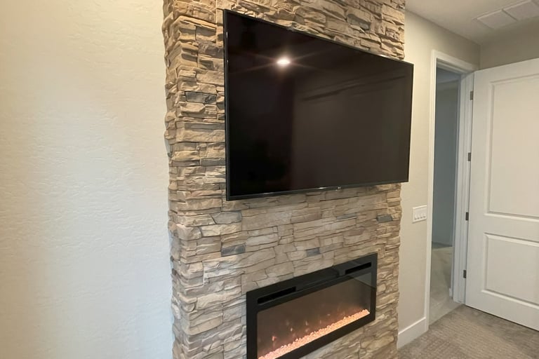 tv install and fireplace