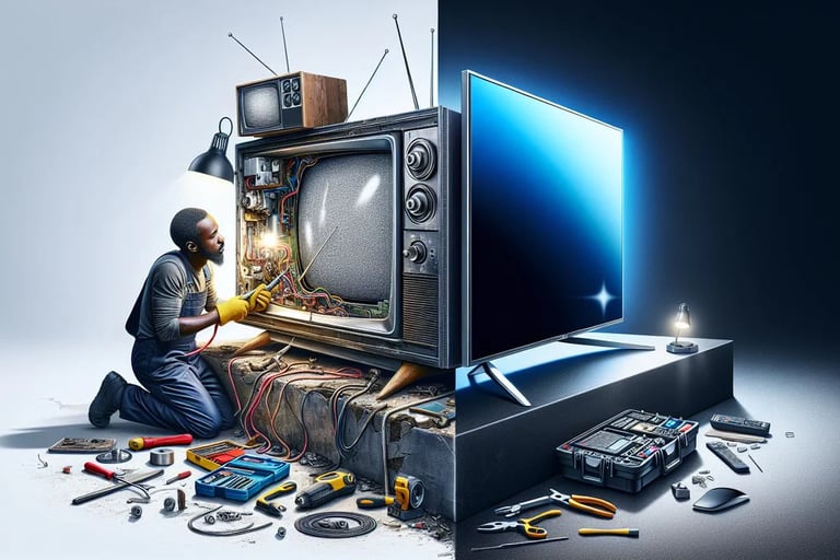 a man is sitting on a couch with tools and tools