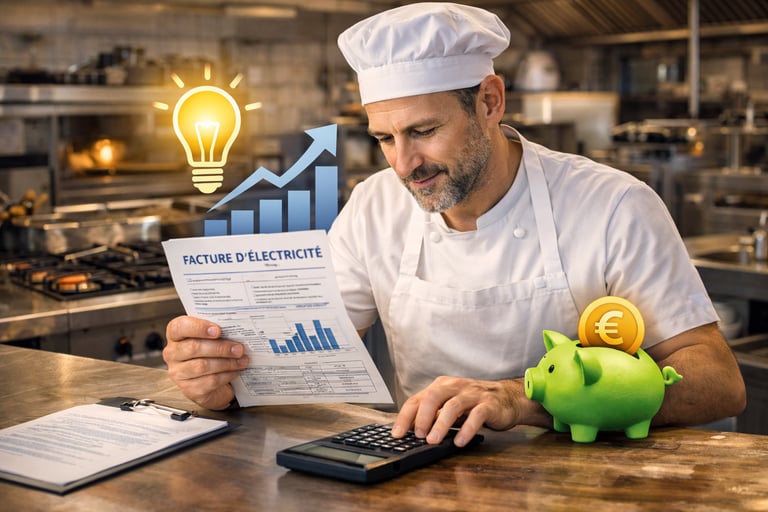 Restaurateur breton à Rennes qui analyse sa facture électricité