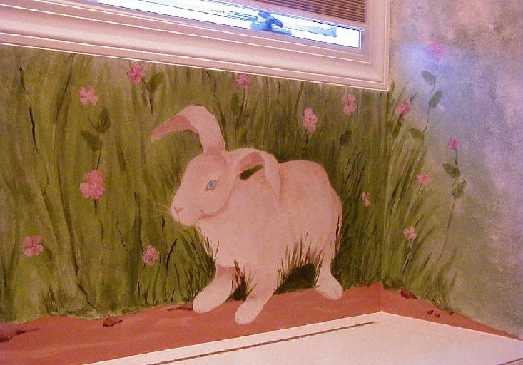 bespoke bunny window seat mural by marcine in warren nj
