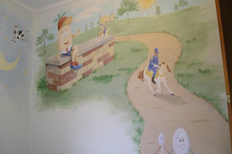 nursery rhyme mural hand-painted by marcine in east brunswick nj 
