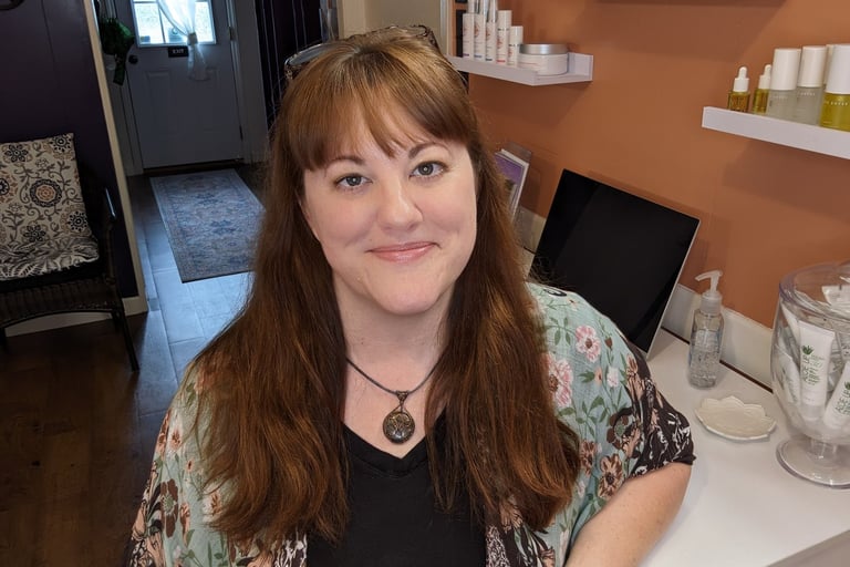 Kathy Dye, Licensed Esthetician at Mud & Lotus Skincare in Burnsville, NC
