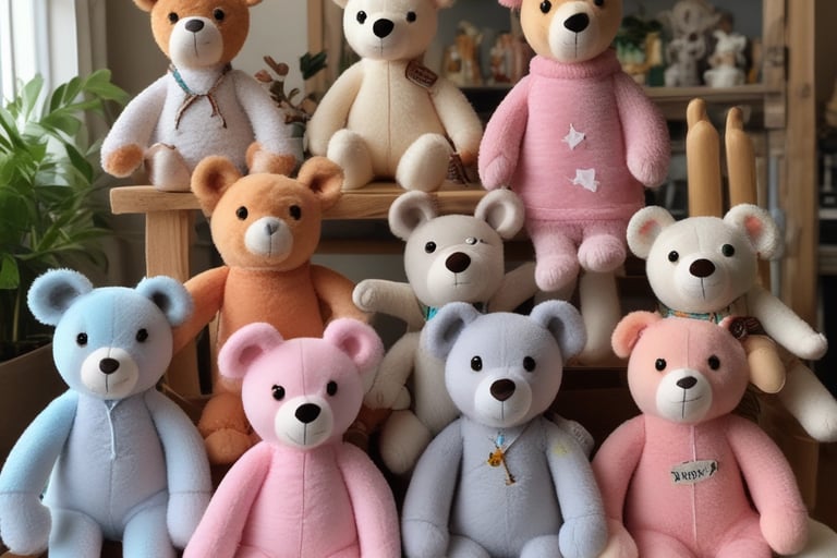 stuffed colorful teddy bears handmade
