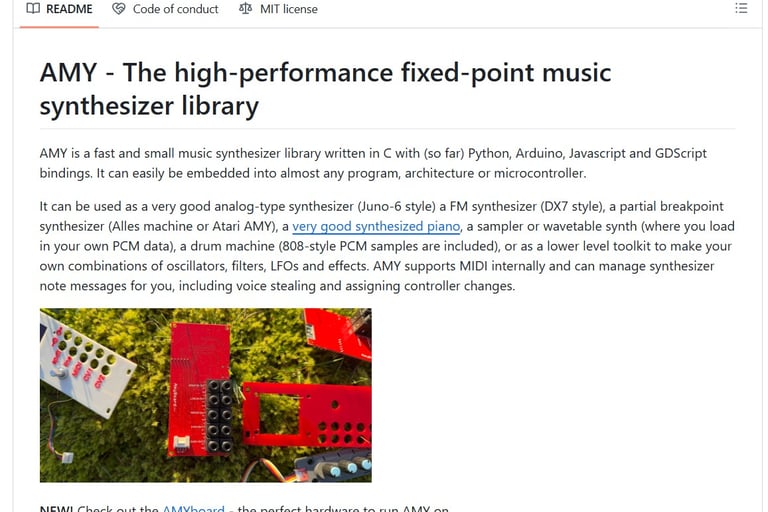 AMY Synth Github page.