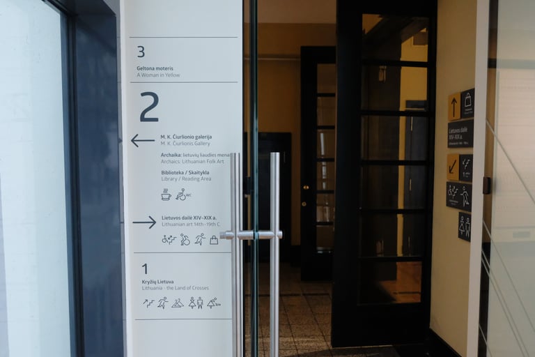 Information near lifts with directions. 