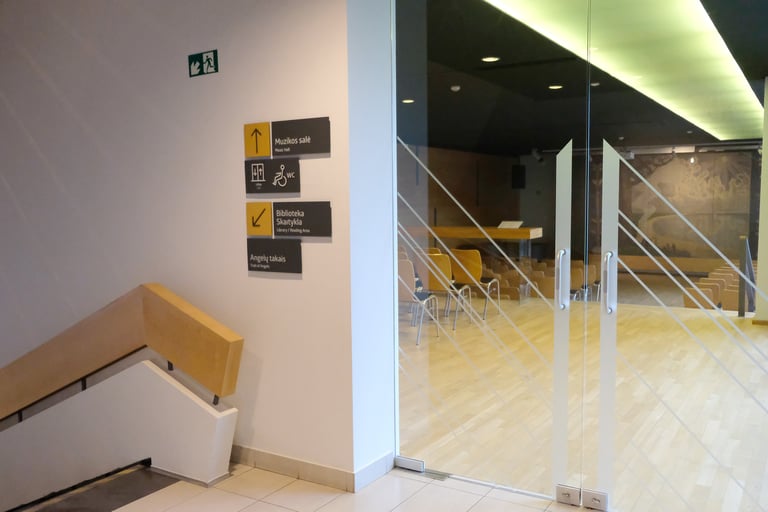 Signage example and the glass doors with doors stickers. 