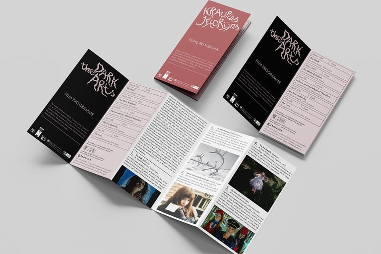 4-fold leaflet for the exhibition The Dark Arts.