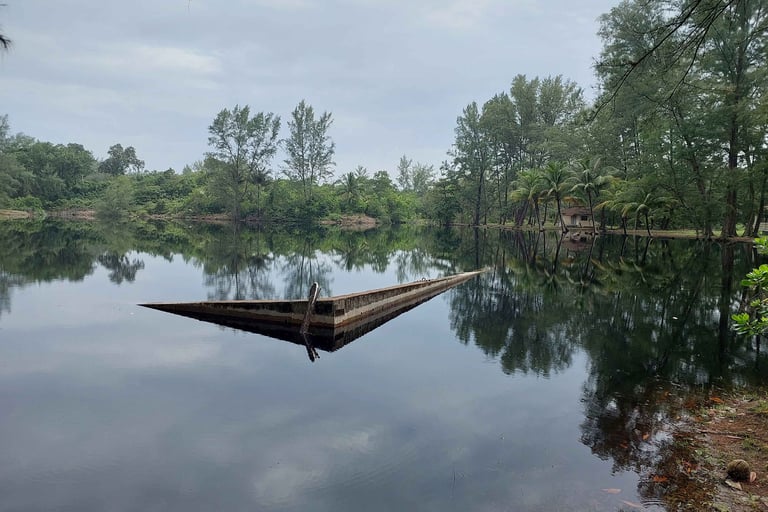 concrete barge remain of the tin dredging hat thai mueang