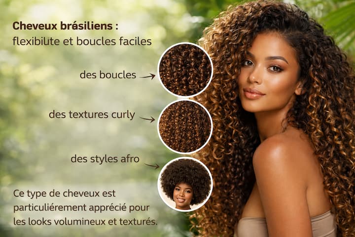 Cheveux brésiliens : flexibilité et boucles faciles