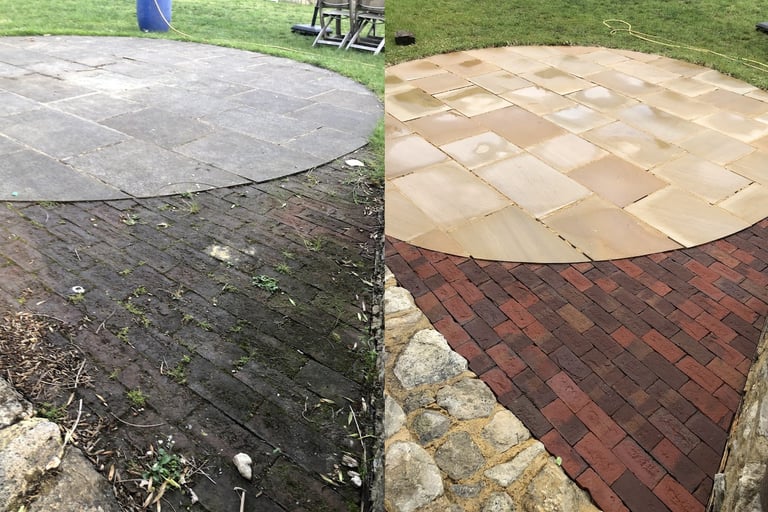 Before and after patio and driveway cleaning in Sevenoaks