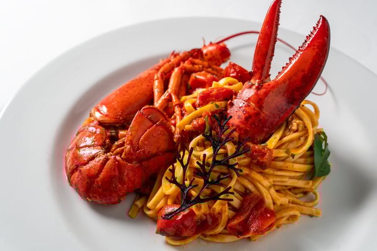 Piatto di pasta fresca all'astice