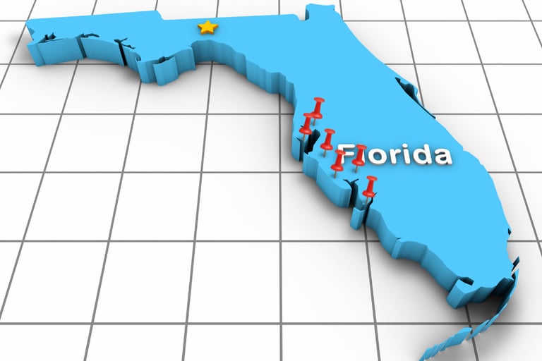 Florida map west coast marked
