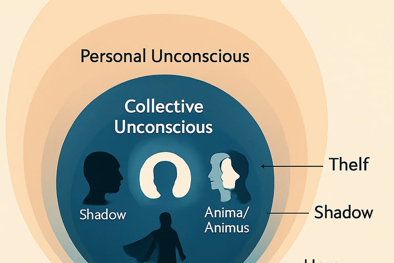 A light diagram of the concept of three consciousness and its components
