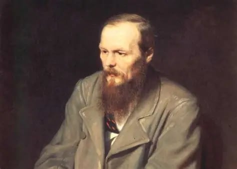 A colourful potrait of the russian writer Dostoevsky with his glories blonde beard