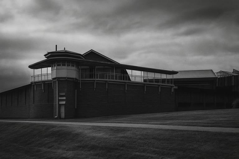 Black and white image of Boggo road Gaol, Brisbane, Australia