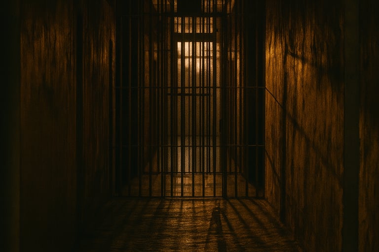 An eerie image of a jail cell