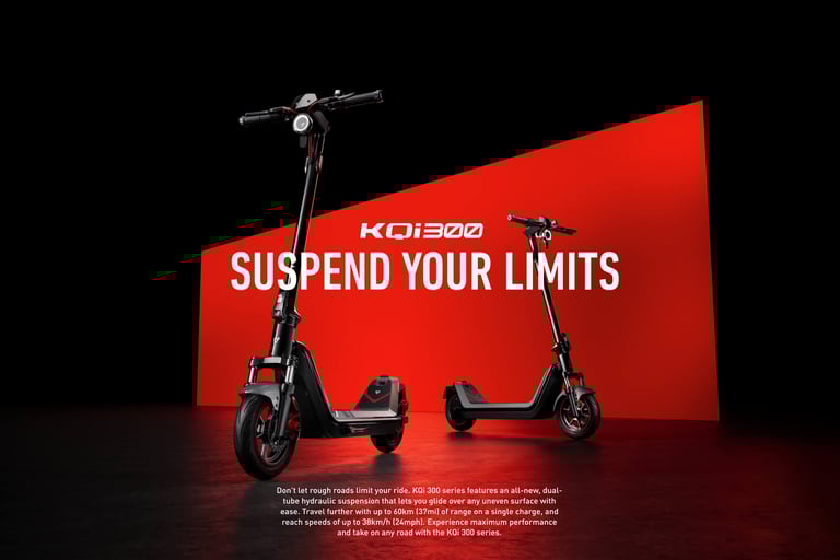 a scooter with a red background and a red background with a red and