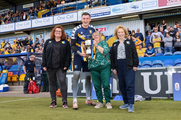 SSA Player of the Year 25/26 Liam Roberts receives his Trophy