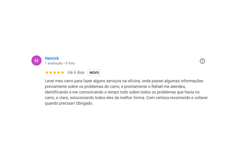 Print de avaliação do Google, cliente Henrick