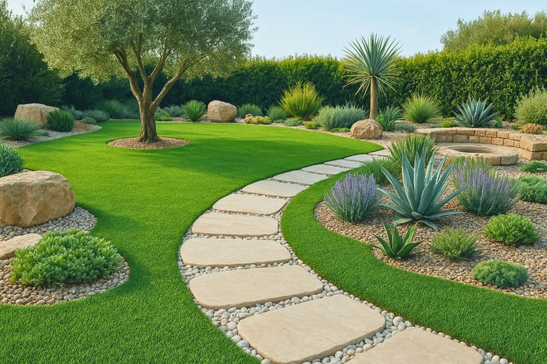 Suni Çim Su Tasarruflu Bodrum Bahçe Peyzaj