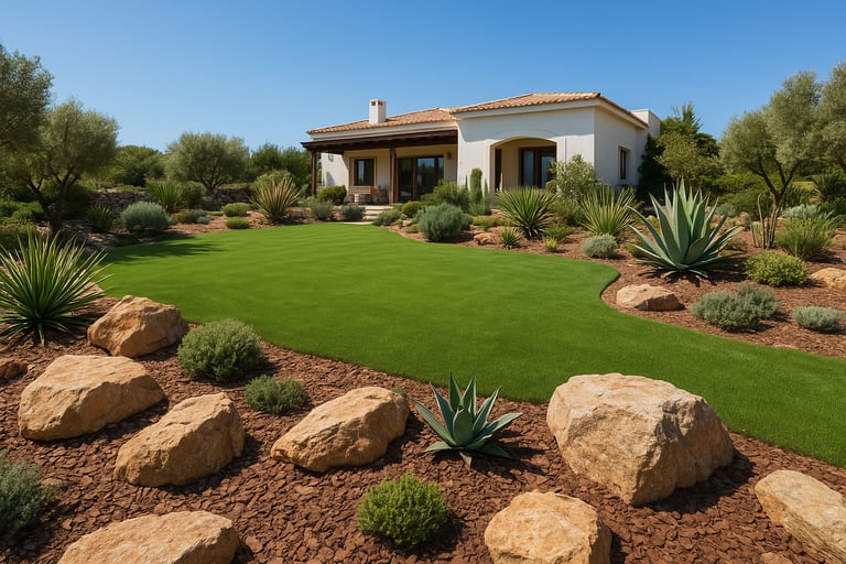 Suni Çim Su Tasarruflu Bodrum Bahçe PEyzaj