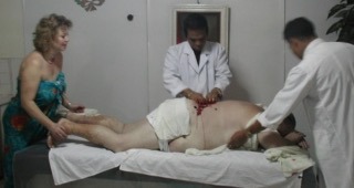 Jun's wife Christine, Jun and assistant