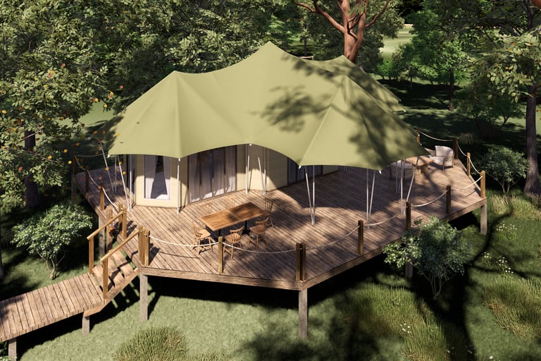 3D Rendering of a Siem Pang Forest Lodge tent