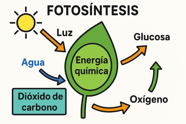 Esquema gráfico de la fotosíntesis realizado por ChatGPT.