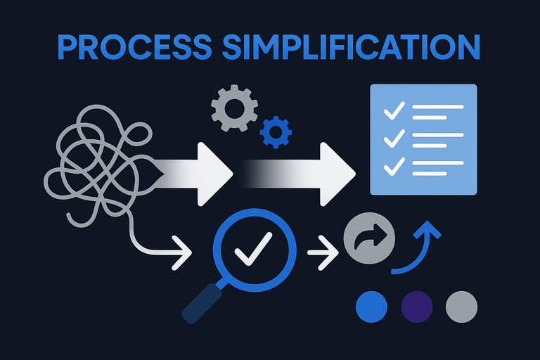 Illustration showing automation of finance processes with tick and flowchart