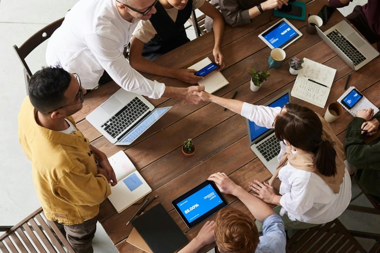 Startup team working on CFO-led cash flow and forecasting model