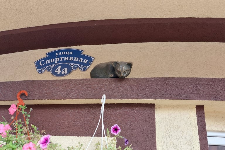 Cat statue at Sportivnaya 4A