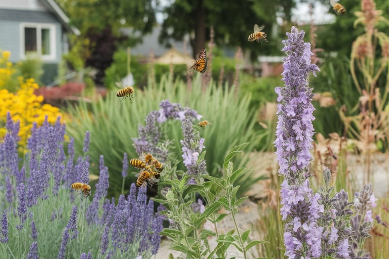 bees polinating flowers