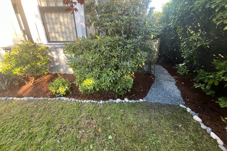 Mulched garden beds