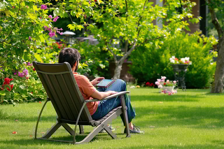 Sitting in Chair in Garden guy