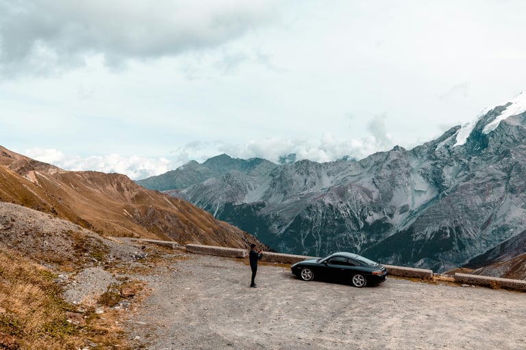 porsche in austrian alps