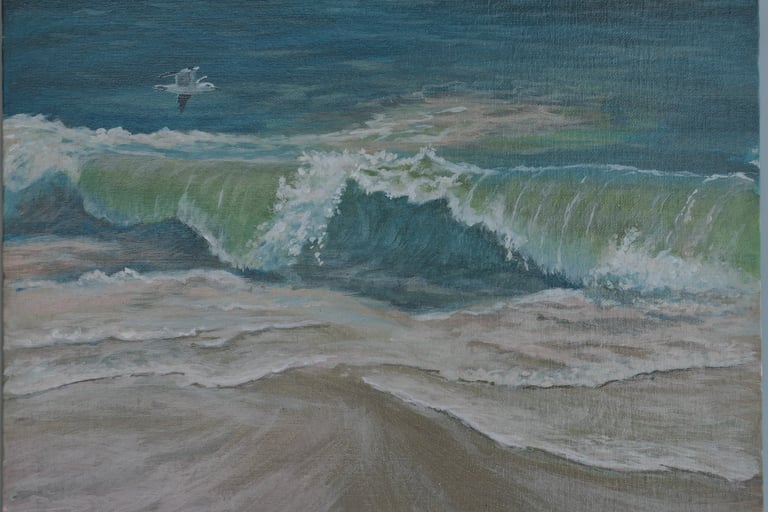 La cueva de la ola. oleo panel 30x40cm