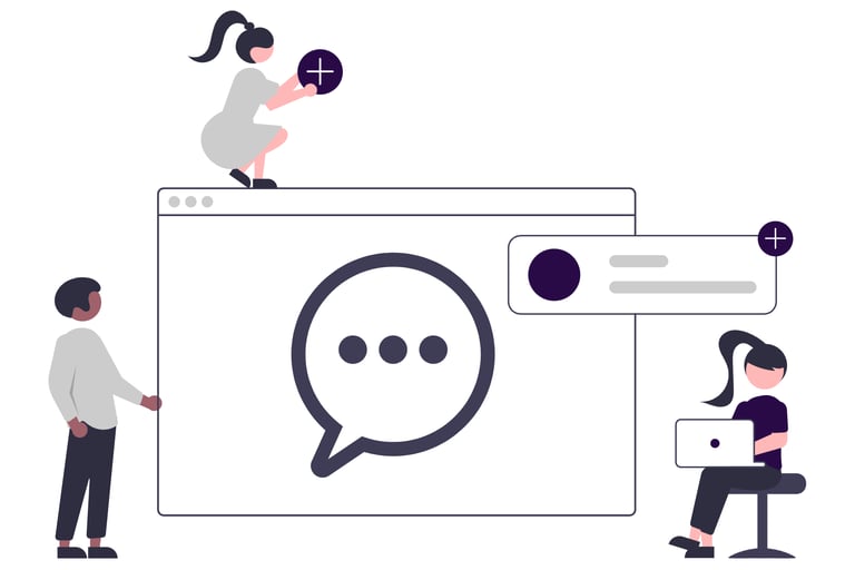 A group of people chatting or working together.