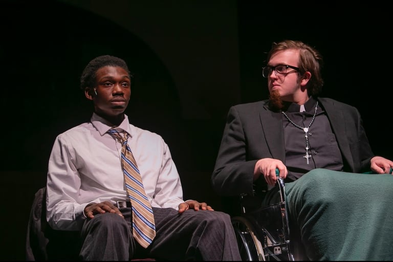 Scene with Father Lux and Rooftop (Ethan Hammet) In our Lady Of 121st St.