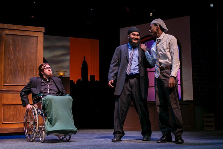 Scene with Father Lux, Balthazar (Juptej Singh) and Rooftop (Ethan Hammet)