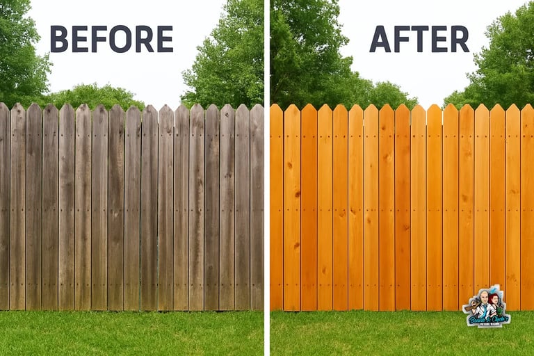 Fence cleaned by Bonnie and Clyde's Pressure Washing in Corsicana, TX