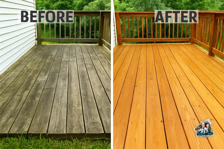 Deck cleaned by Bonnie and Clyde's Pressure Washing in Corsicana, TX
