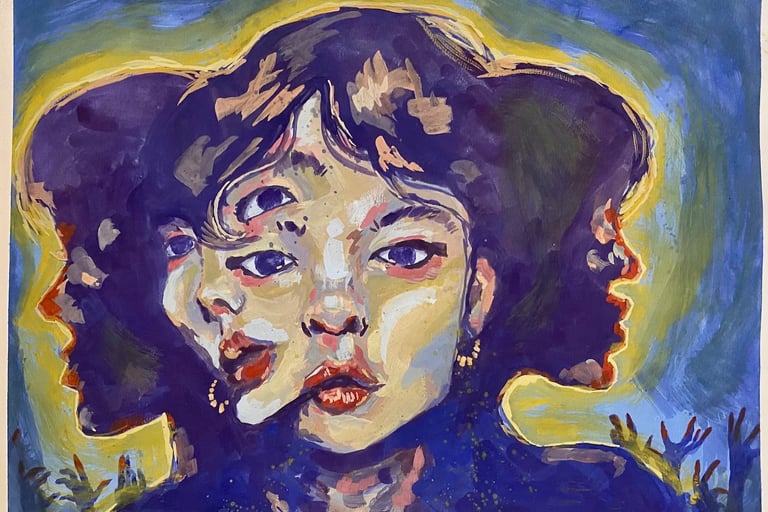 Original Takara Welter Gouache Painting on Paper titled, "Divine Passions"