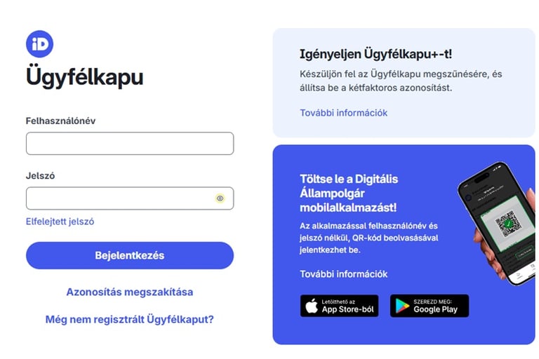 Ügyfélkapu+ regisztráció 2. lépés