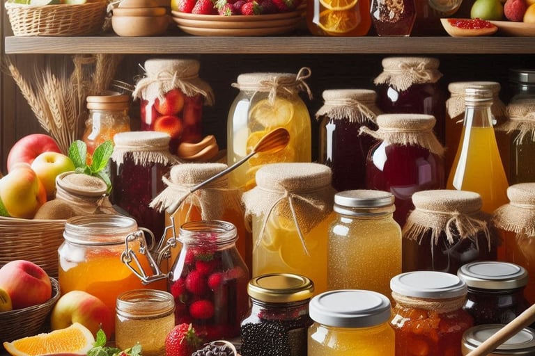 variety of homemade jams and jellies